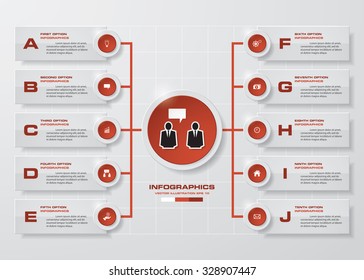 Abstract 10 steps circle infographics background. Number banners template/tags or website layout. Vector.