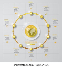 Abstract 10 steps circle infographics background. Number banners template/tags or website layout. Vector.