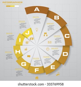 Abstract 10 steps circle infographics background. Number banners template/tags or website layout. Vector.