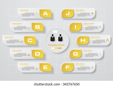 Abstract 10 steps circle infographics background. Number banners template/tags or website layout. Vector.