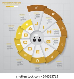 Abstract 10 steps circle infographics background. Number banners template/tags or website layout. Vector.
