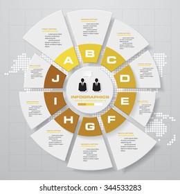 Abstract 10 steps circle infographics background. Number banners template/tags or website layout. Vector.