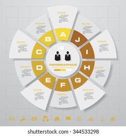 Abstract 10 steps circle infographics background. Number banners template/tags or website layout. Vector.