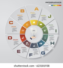 Abstract 10 steps circle, wheel infographic elements. Vector illustration.