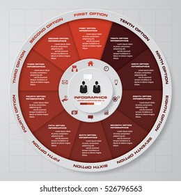 Abstract 10 steps circle/wheel infographis elements.Vector illustration.