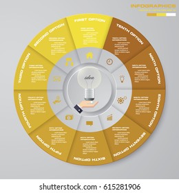 Abstract 10 steps circle/wheel infographis elements.Vector illustration.