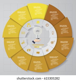 Abstract 10 steps circle/wheel infographis elements.Vector illustration.