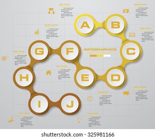 Abstract 10 steps infographics background. Number banners template/tags or website layout. Vector.