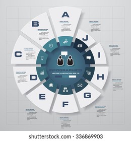 Abstract 10 steps infographics background. Number banners template/tags or website layout. Vector.