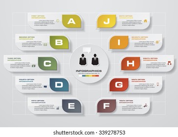 Abstract 10 steps infographics background. Number banners template/tags or website layout. Vector.