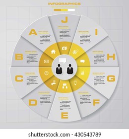 Abstract 10 steps infographics elements.Vector illustration.
