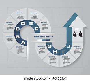 Resumo 10 passos infographis com elementos de forma de seta. Ilustração vetorial.