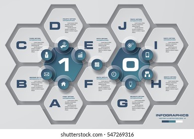 Abstract 10 steps infographis elements.Vector illustration.