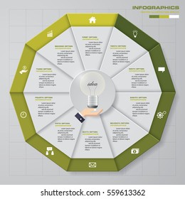 Abstract 10 steps infographis elements.Vector illustration.