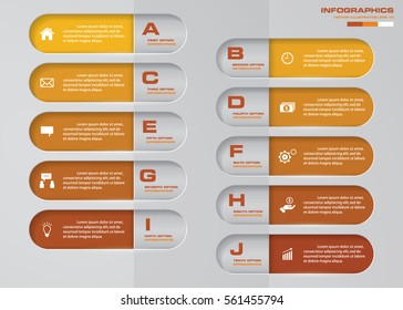 Abstract 10 steps infographis elements.Vector illustration.