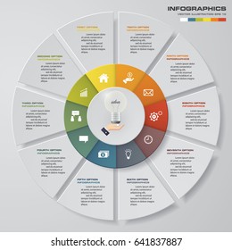Abstract 10 steps infographis elements.Vector illustration.