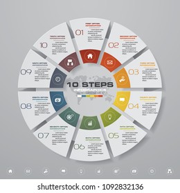 Resumo 10 passos gráfico de pizza moderno infographics elements.Vetor ilustração. EPS 10.