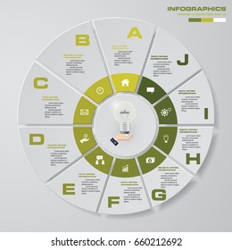 Abstract 10 steps modern pie chart infographics elements.Vector illustration.