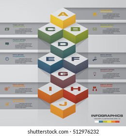 Abstract 10 steps template for presentation. 10 steps label stairs use for Infographics design with 10 options timelines. EPS10.