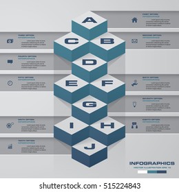 Abstract 10 steps template for presentation. 10 stepson stairs use for Infographics design with 10 options timelines.