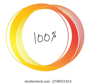 Abstract 100 Percent Concept with Vibrant Orange and Yellow Swirls