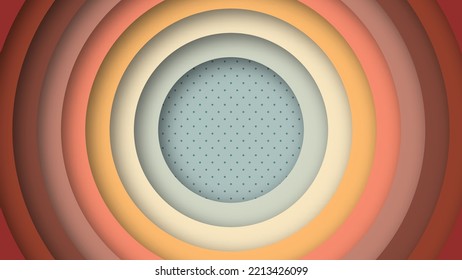 Resumen de los años 1970 y 1960 del diseño de fondo en forma de círculos con perforaciones de estilo retro. Ilustración vectorial. Copiar espacio para texto.