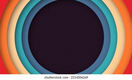 Abstract 1970s 1960s And 1950s Background Design In The Form Of Circles With Perforations In Retro Style. Vector Illustration. Copy Space For Text.