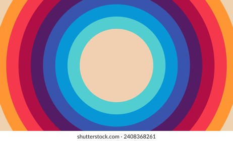 Abstract 1970s 1960s and 1950s background design in the form of circles frames and shapes in retro style. Vector illustration. Copy space for text.