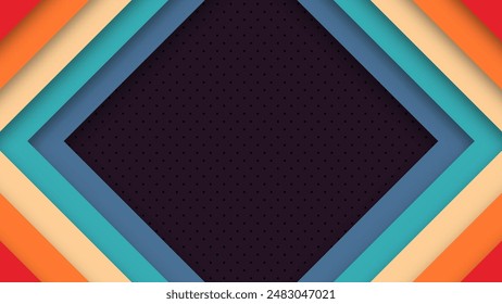 Abstract 1970's 1980's 1960's 1950's colorful background with circles element and retro colors. Realistic design in futuristic retro style. Vector funky illustration.