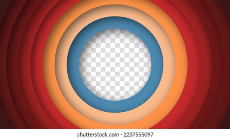 Abstract 1970's 1980's 1960's background with circles element and retro colors. Realistic design in futuristic retro style with transparent background. Vector funky illustration.