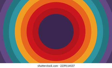 Abstract 1970's 1980's 1960's background with circles element and retro colors. Design in futuristic retro style with colorful circle. Vector funky illustration.