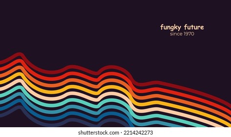 Abstract 1970's background design in futuristic retro style with colorful lines. Vector illustration.