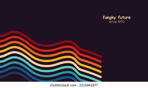 Abstract 1970's background design in futuristic retro style with colorful lines. Vector illustration.