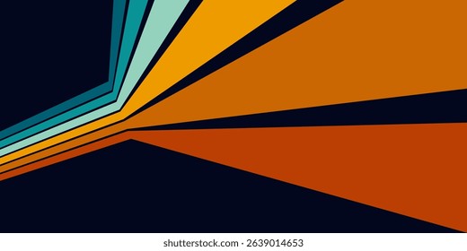 Abstract 1970's background design in futuristic retro style with colorful lines. Vector illustration.