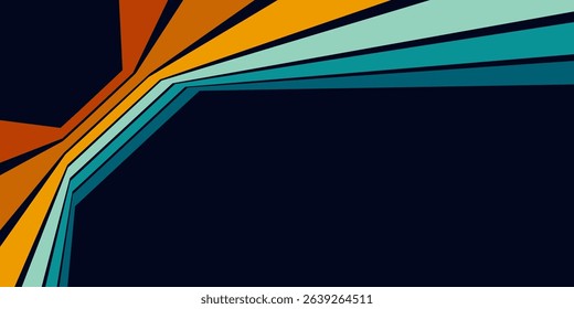 Abstract 1970's background design in futuristic retro style with colorful lines. Vector illustration.