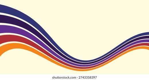 Abstract 1970's background design in futuristic retro style with colorful lines. Vector illustration.