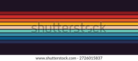Abstract 1970's background design in futuristic retro style with colorful lines. Vector illustration.

