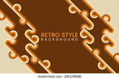 Abstract 1970's background design in simple retro style with stripes. Simple retro background with rounded striped design element in color. Vector illustration.