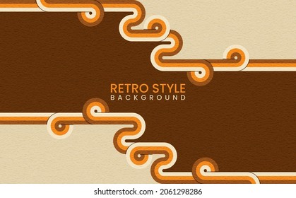 Abstract 1970's background design in simple retro style with stripes. Simple retro background with rounded striped design element in color. Vector illustration.