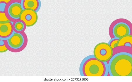 Abstract 1970's background design in simple retro style with stripes. Simple retro background with rounded striped design element in color. Vector illustration.