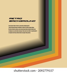 Abstract 1970's background design in simple retro style with stripes. Psychedelic Color Lines 70s. Vector illustration