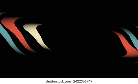 Abstract 1970's black background design in simple retro style with stripes. Vector illustration