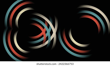 Abstract 1970's black background design in simple retro style with stripes. Vector illustration