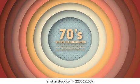 Resumen del fondo de perforación de los años 70 con colores retro y elementos de círculos. Diseño original de estilo retro futurista. Ilustración vectorial.