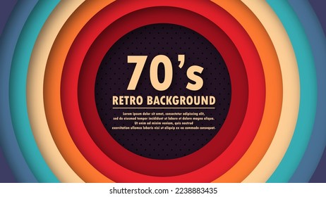 Abstract 1970's perforation background with retro colors and circles element. Funky design in futuristic retro style. Vector illustration.