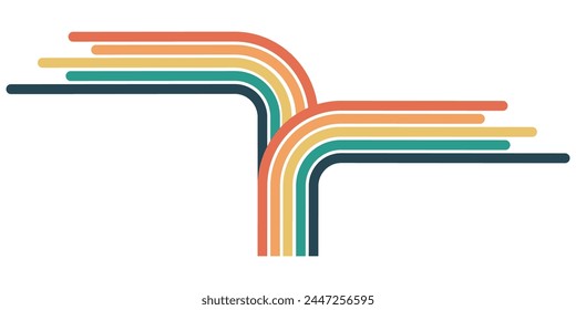 Abstract 1970s retro hippie style rainbow groovy Wavy Line design element. Vector element ready to use for fabric, textile, wrapping and other materials.