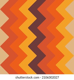 Abstract 1970s Seamless Pattern: Zigzag in Ocher Gtadient Colors. Retro Style, Geometric Vintage Background. Hand-Drawn Vector illustration. Seventies Colorful Wallpaper.