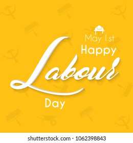 abstract for 1st May or Labour Day with nice and creative textured yellow background.
