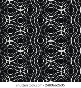 Abstract 2 colour outline round seamless textured pattern background.Abstract circle seamless pattern.Modern style texture. Vector illustration on inverse black and white background pattern.
