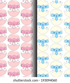 Abstract 2 set color alien cartoon cute pattern background